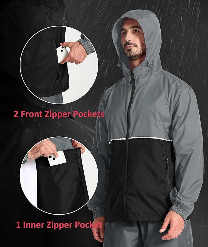 IGEEKWELL Men's Rain Hooded Jacket Golf Raincoat Waterproof Windbreaker-CUMRC03998|Swisswell