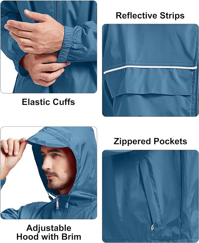 IGEEKWELL Men's Waterproof Lightweight Windbreaker Hooded Rain Jacket for Hiking-CFMNY00001|Swisswell