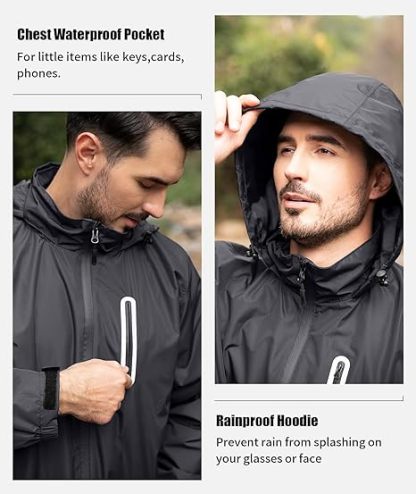 Men's Waterproof Jacket and Bibs Pants Rainwear-CUMRS03371