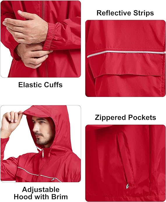 IGEEKWELL Men's Waterproof Lightweight Windbreaker Hooded Rain Jacket for Hiking-CFMNY00001|Swisswell