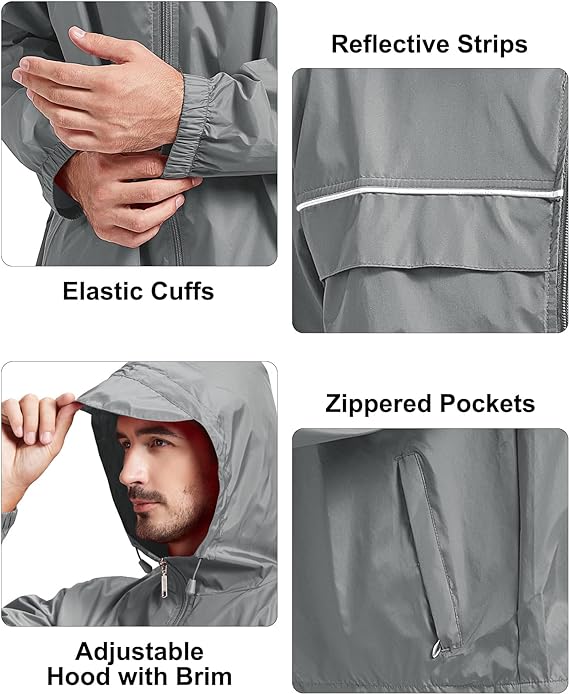 IGEEKWELL Men's Waterproof Lightweight Windbreaker Hooded Rain Jacket for Hiking-CFMNY00001|Swisswell