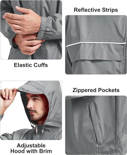 IGEEKWELL Men's Waterproof Lightweight Windbreaker Hooded Rain Jacket for Hiking-CFMNY00001|Swisswell