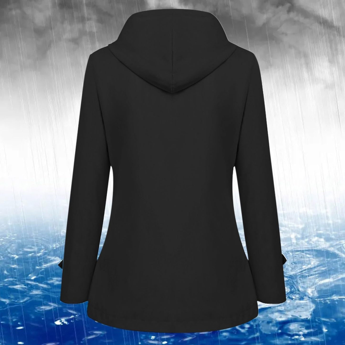 SWISSWELL Women Coat Solid Color Drawstring Windbreaker Hooded Jacket -ZPK006099|Swisswell