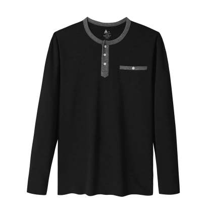 IGEEKWELL Men's Long Sleeve Button Placket Leisure Stand Collar Henley Shirt-CUMLS01003|Swisswell