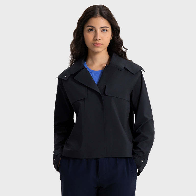 SWISSWELL Women Waterproof Short Windbreaker Women's Fashion Versatile Sports Hooded-DAW045|Swisswell
