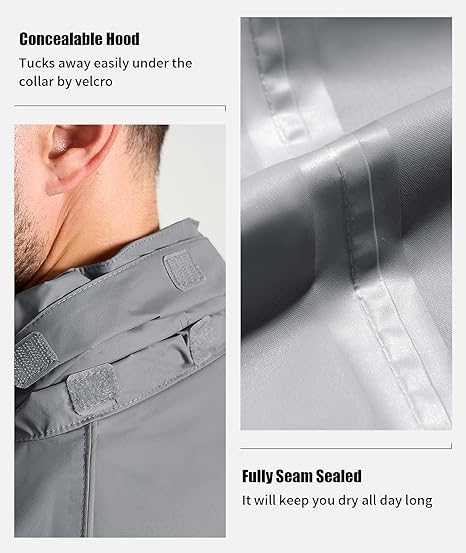 Men's Waterproof Lightweight Hooded Rainsuit-TUMRS05175