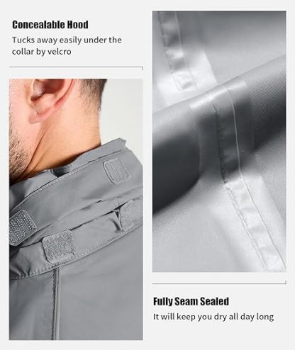 Men's Waterproof Lightweight Hooded Rainsuit-TUMRS05175