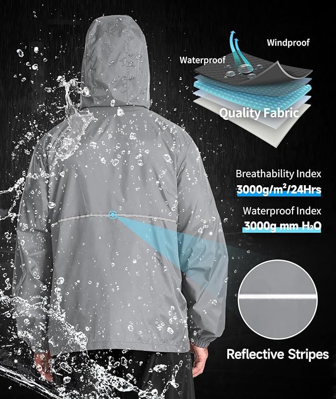 IGEEKWELL Men's Rain Hooded Jacket Golf Raincoat Waterproof Windbreaker-CUMRC03998|Swisswell