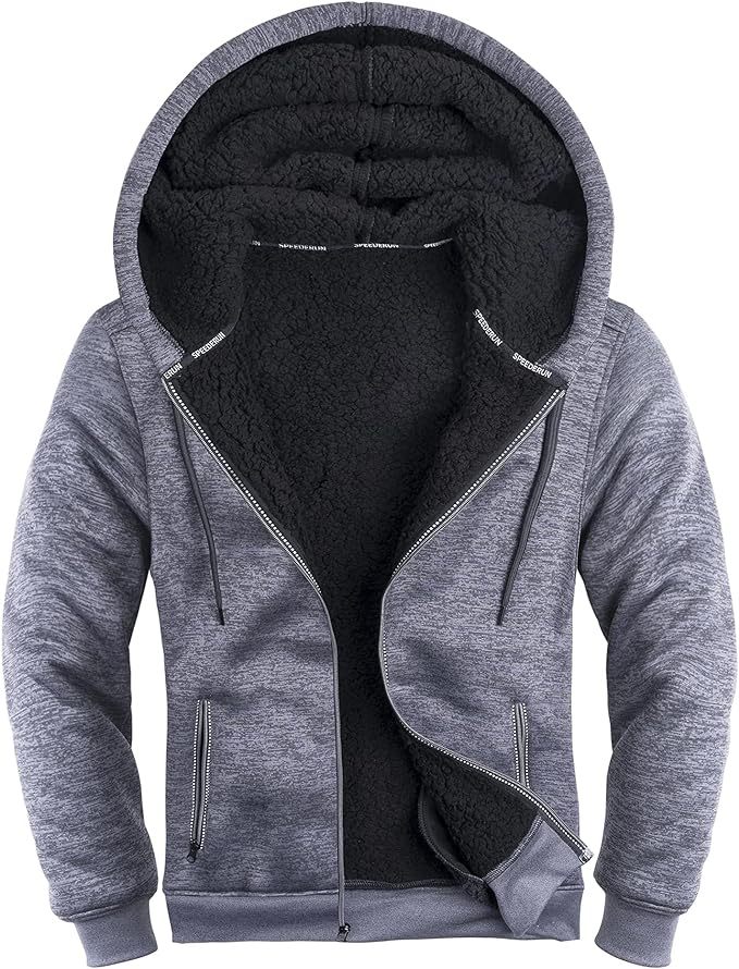 IGEEKWELL Men's Winter Hoodies Full Zip Up Fleece Sherpa Lined Heavyweight Jacket-ZITY0652|Swisswell