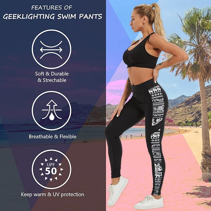 IGEEKWELL Women's Surfing Leggings Swimming Tights Rash Guard Water Wetsuit-CUWSL02643|Swisswell