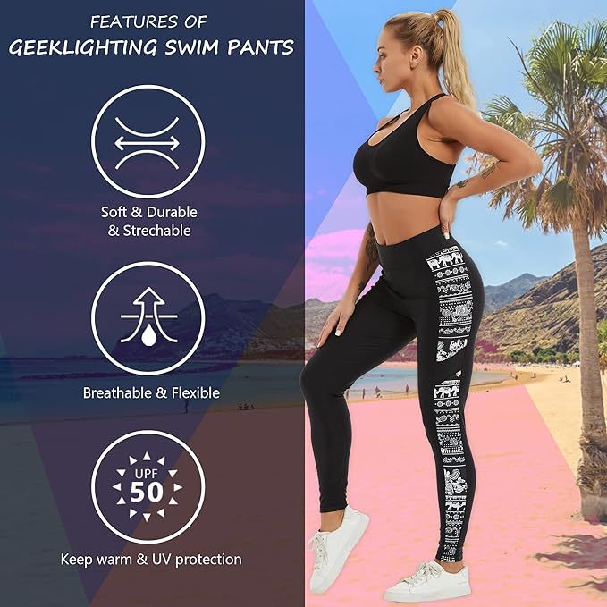 IGEEKWELL Women's Surfing Leggings Swimming Tights Rash Guard Water Wetsuit-CUWSL02643|Swisswell