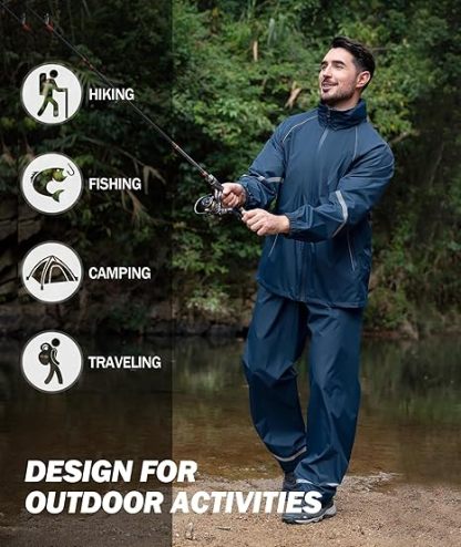 Men's Waterproof Lightweight Hooded Rainsuit-TUMRS05175