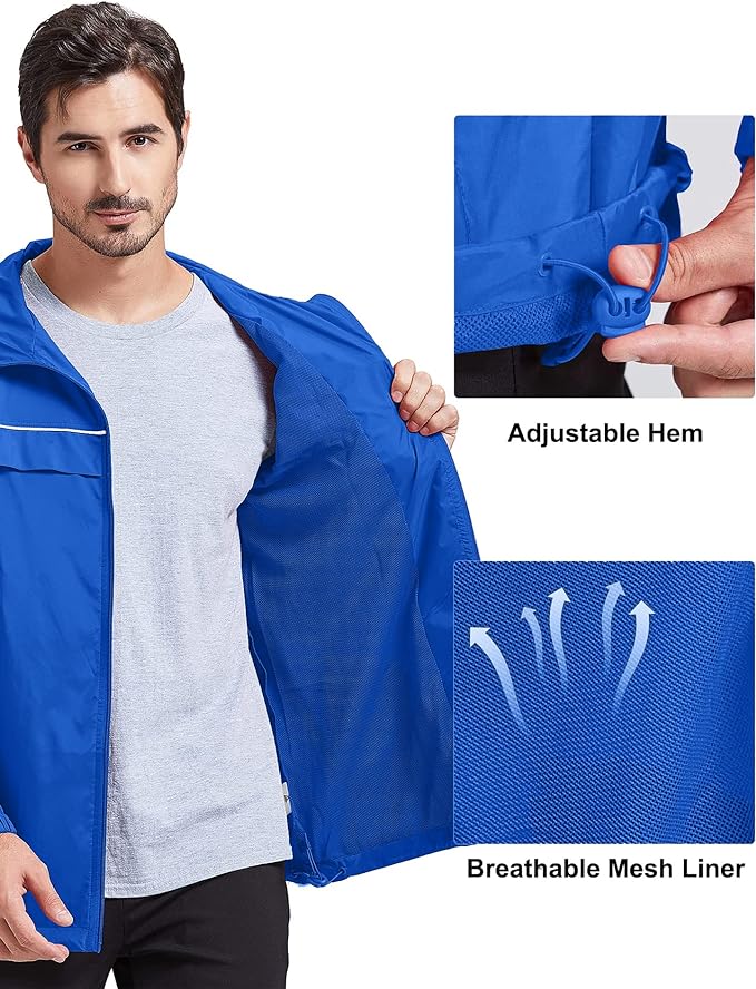 IGEEKWELL Men's Waterproof Lightweight Windbreaker Hooded Rain Jacket for Hiking-CFMNY00001|Swisswell