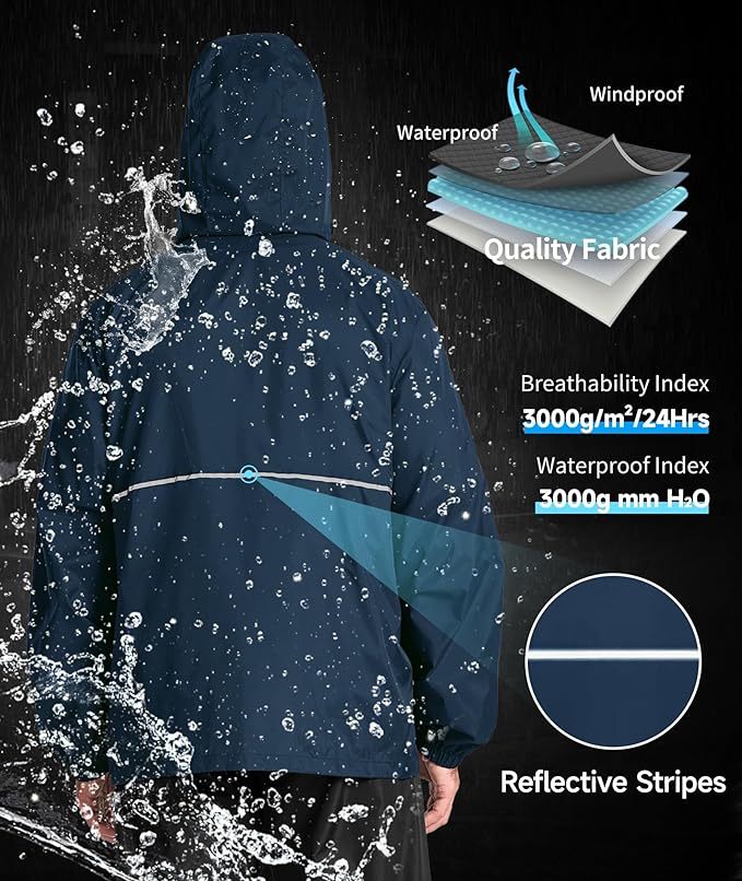 IGEEKWELL Men's Rain Hooded Jacket Golf Raincoat Waterproof Windbreaker-CUMRC03998|Swisswell