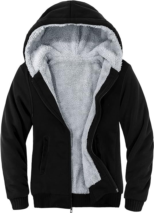 IGEEKWELL Men's Winter Hoodies Full Zip Up Fleece Sherpa Lined Heavyweight Jacket-ZITY0652|Swisswell