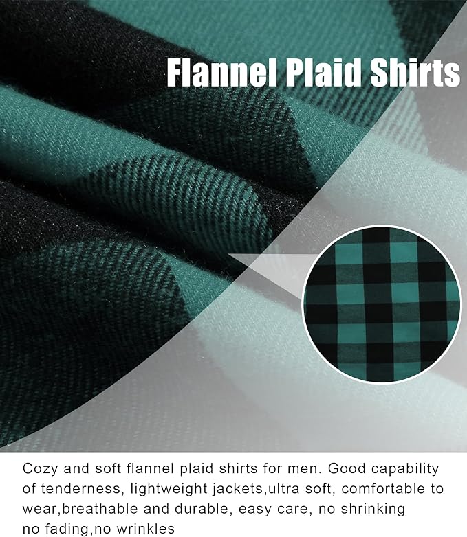 IGEEKWELL Men's Flannel Cotton Long Sleeve Casual Button Down Fleece Shirts with 2 Pockets-CFMMX20000|Swisswell