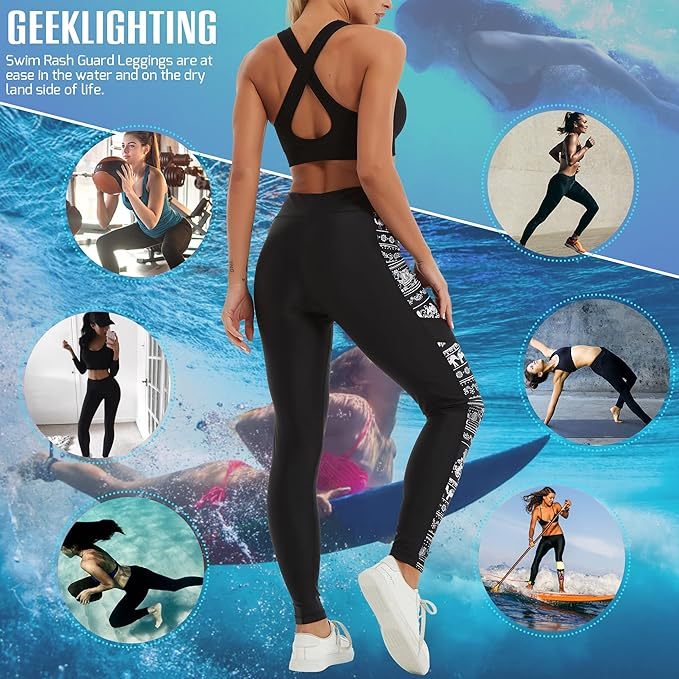 IGEEKWELL Women's Surfing Leggings Swimming Tights Rash Guard Water Wetsuit-CUWSL02643|Swisswell