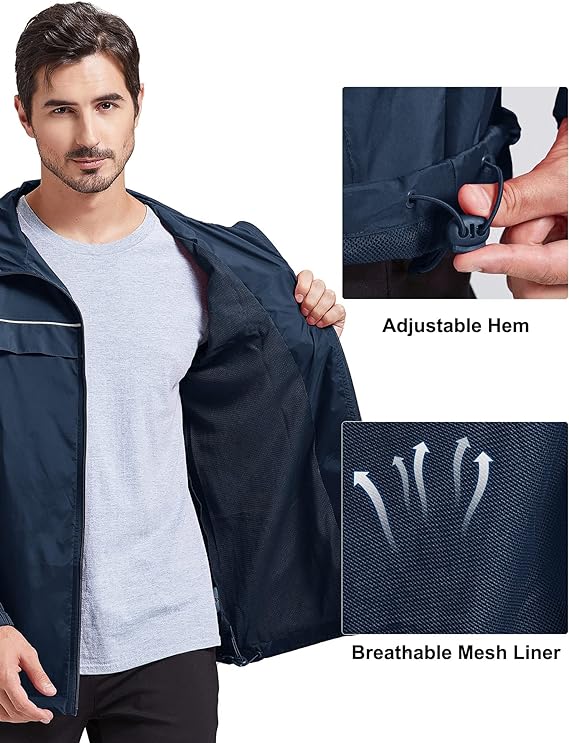 IGEEKWELL Men's Waterproof Lightweight Windbreaker Hooded Rain Jacket for Hiking-CFMNY00001|Swisswell
