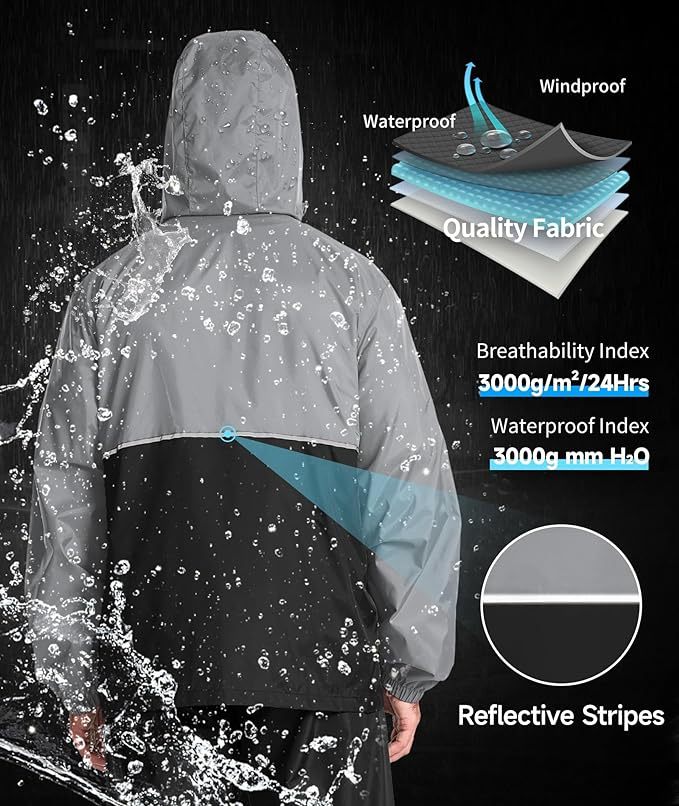 IGEEKWELL Men's Rain Hooded Jacket Golf Raincoat Waterproof Windbreaker-CUMRC03998|Swisswell