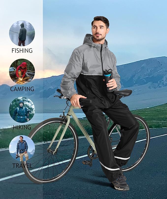 IGEEKWELL Men's Rain Hooded Jacket Golf Raincoat Waterproof Windbreaker-CUMRC03998|Swisswell