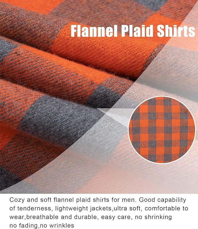 IGEEKWELL Men's Flannel Cotton Long Sleeve Casual Button Down Fleece Shirts with 2 Pockets-CFMMX20000|Swisswell