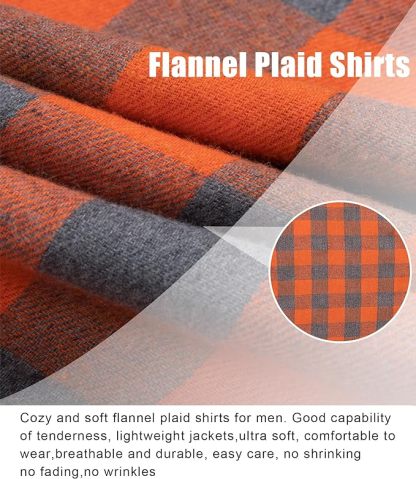 IGEEKWELL Men's Flannel Cotton Long Sleeve Casual Button Down Fleece Shirts with 2 Pockets-CFMMX20000|Swisswell