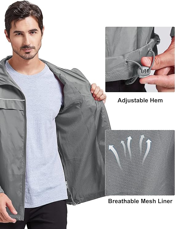 IGEEKWELL Men's Waterproof Lightweight Windbreaker Hooded Rain Jacket for Hiking-CFMNY00001|Swisswell
