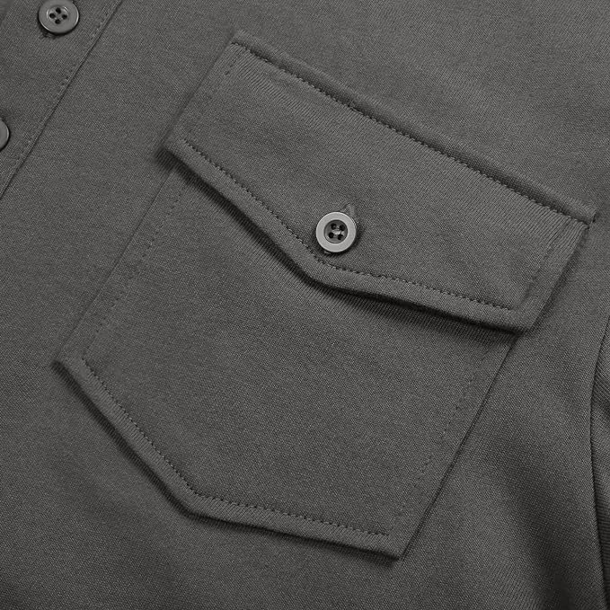 IGEEKWELL Men's Golf Regular Fit Polo Shirt Short Sleeve Double Pocket Summer Solid Tee Shirts-APOH700112|Swisswell