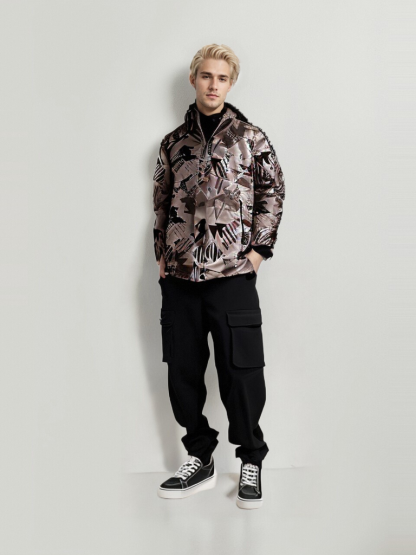 SWISSWELL Men's Seam-Sealed Overprint Hooded Waterproof skiing Jacket-SH-M-1123|Swisswell