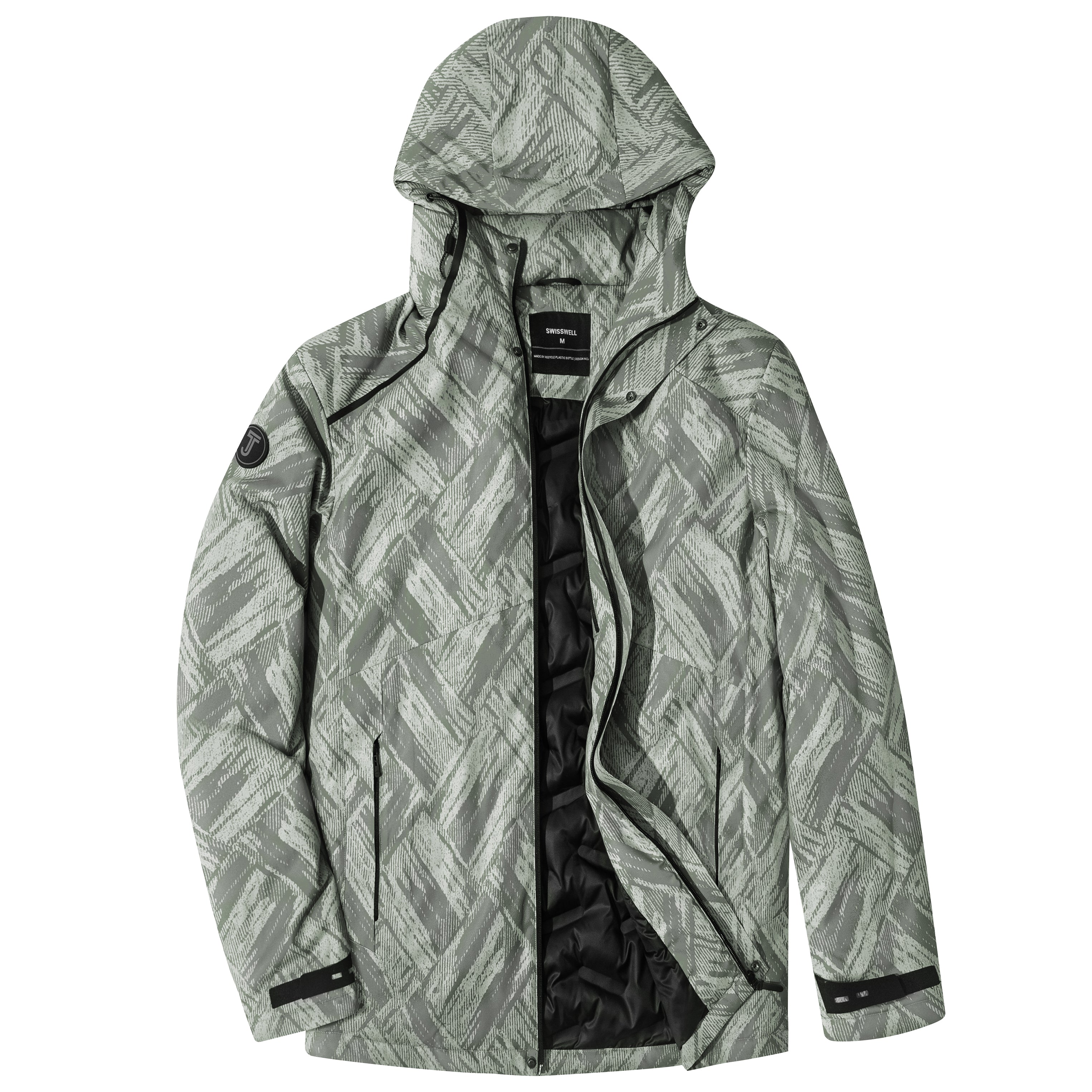 SWISSWELL Men's Seam-Sealed Overprint Hooded Waterproof skiing Jacket-SH-M-1123|Swisswell