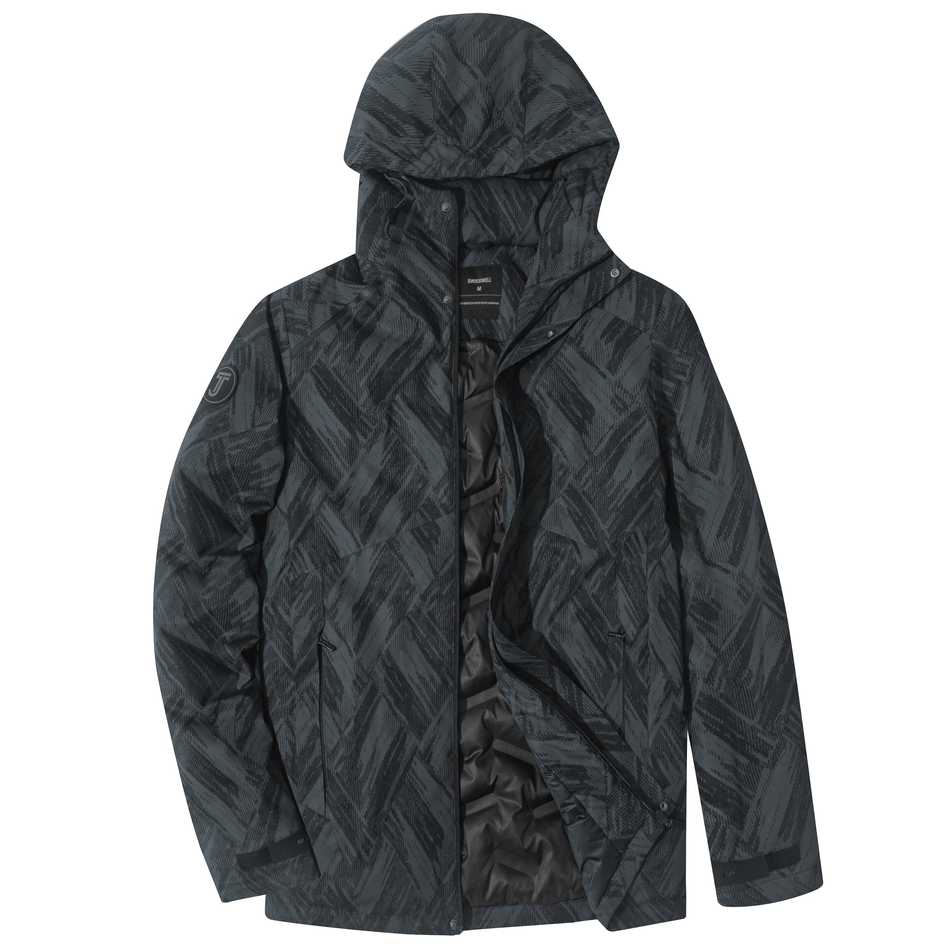 SWISSWELL Men's Seam-Sealed Overprint Hooded Waterproof skiing Jacket-SH-M-1123|Swisswell