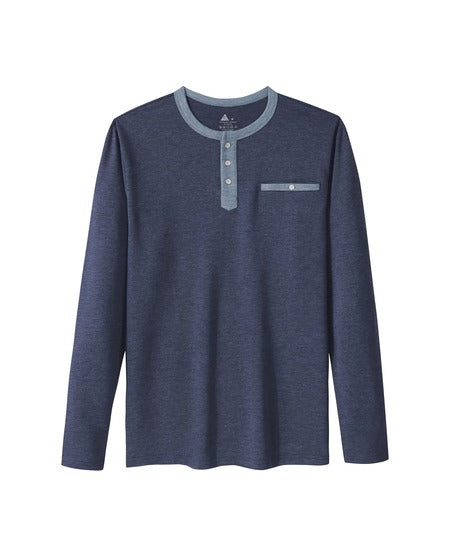 IGEEKWELL Men's Long Sleeve Button Placket Leisure Stand Collar Henley Shirt-CUMLS01003|Swisswell