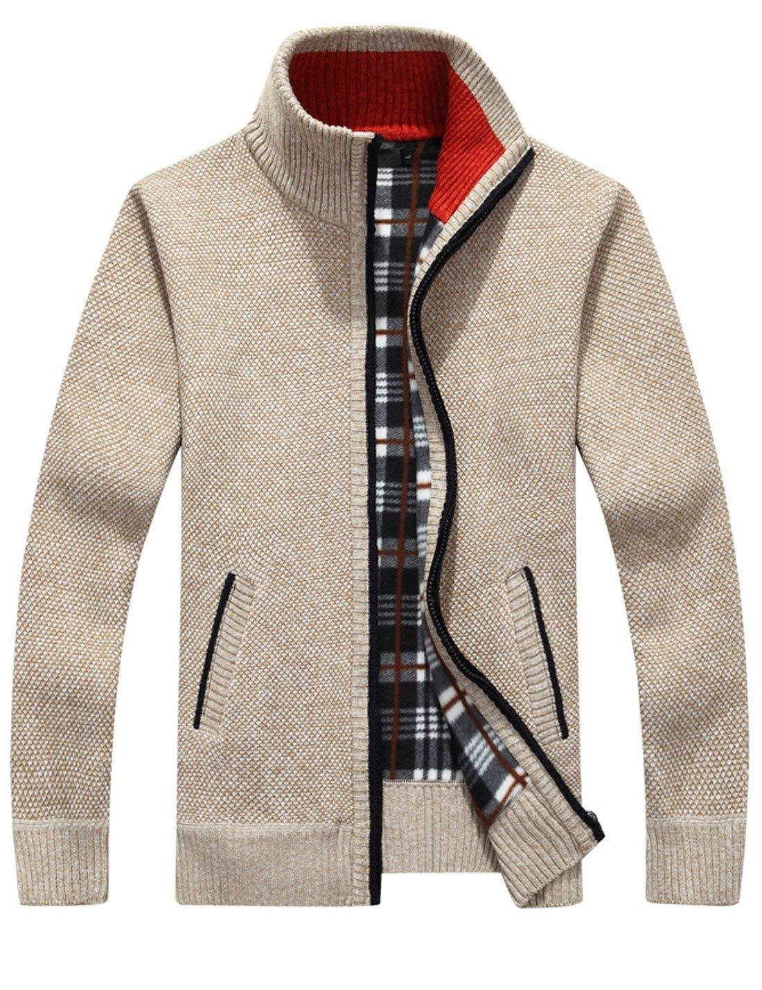 SWISSWELL Men's Autumn Winter Knit Tops, Zipper Thick Knit Sweater Cardigan Coat