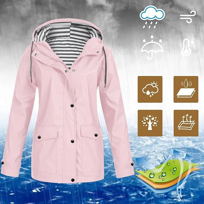 SWISSWELL Women Coat Solid Color Drawstring Windbreaker Hooded Jacket -ZPK006099|Swisswell