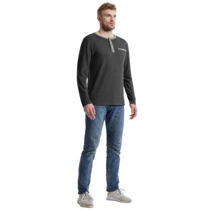 IGEEKWELL Men's Long Sleeve Button Placket Leisure Stand Collar Henley Shirt-CUMLS01003|Swisswell