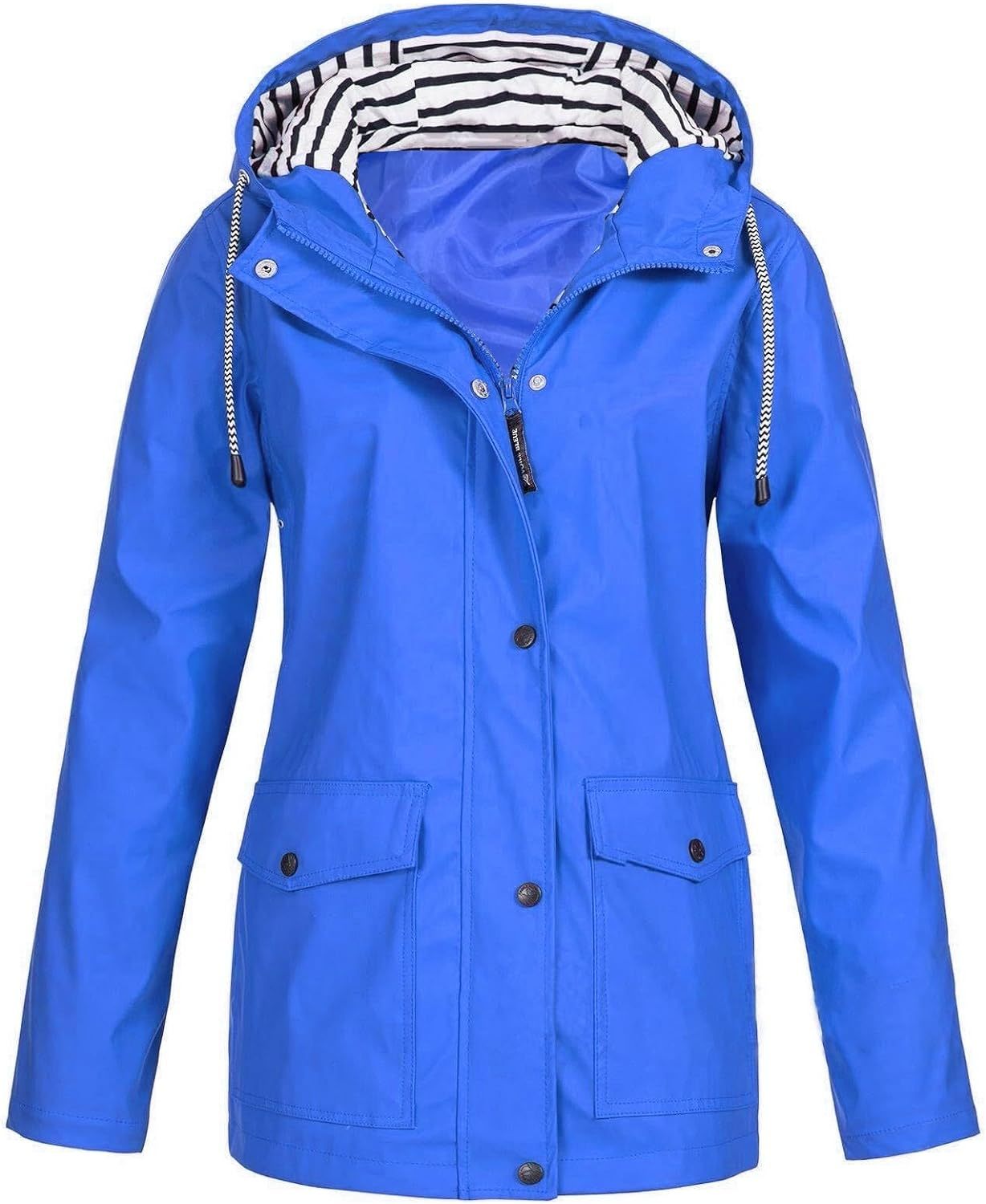 SWISSWELL Women Coat Solid Color Drawstring Windbreaker Hooded Jacket -ZPK006099|Swisswell