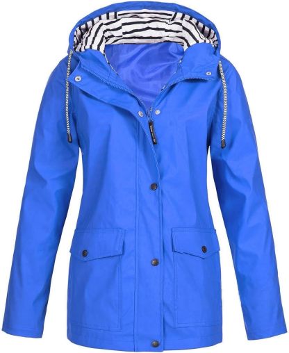 SWISSWELL Women Coat Solid Color Drawstring Windbreaker Hooded Jacket -ZPK006099|Swisswell