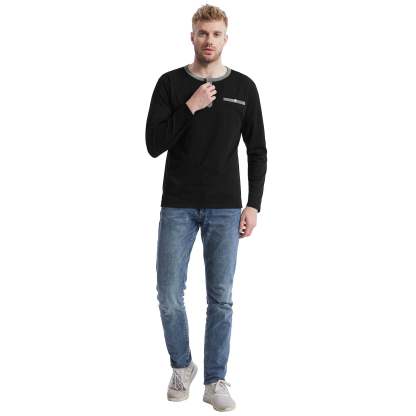 IGEEKWELL Men's Long Sleeve Button Placket Leisure Stand Collar Henley Shirt-CUMLS01003|Swisswell