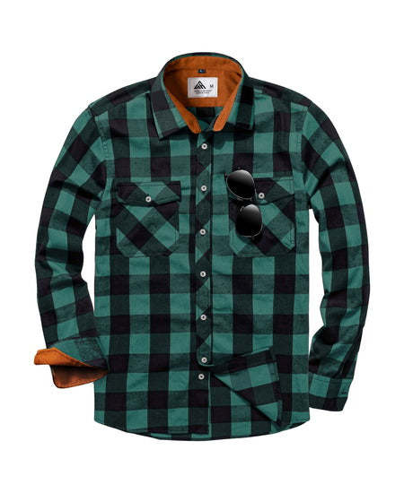 IGEEKWELL Men's Flannel Cotton Long Sleeve Casual Button Down Fleece Shirts with 2 Pockets-CFMMX20000|Swisswell