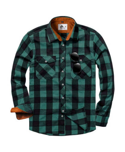 IGEEKWELL Men's Flannel Cotton Long Sleeve Casual Button Down Fleece Shirts with 2 Pockets-CFMMX20000|Swisswell