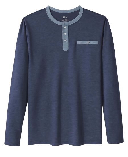 IGEEKWELL Men's Long Sleeve Button Placket Leisure Stand Collar Henley Shirt-CUMLS01003|Swisswell