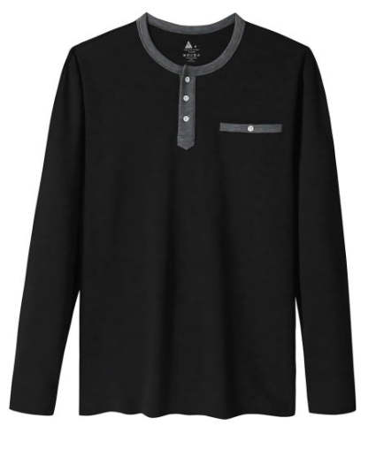 IGEEKWELL Men's Long Sleeve Button Placket Leisure Stand Collar Henley Shirt-CUMLS01003|Swisswell