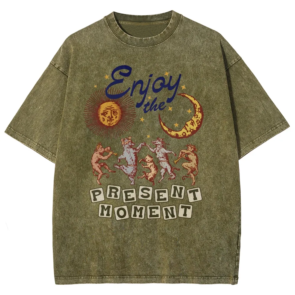 Washed T-shirt | Hippie Sunshine Unisex Casual Short Sleeve | TIDESENCE