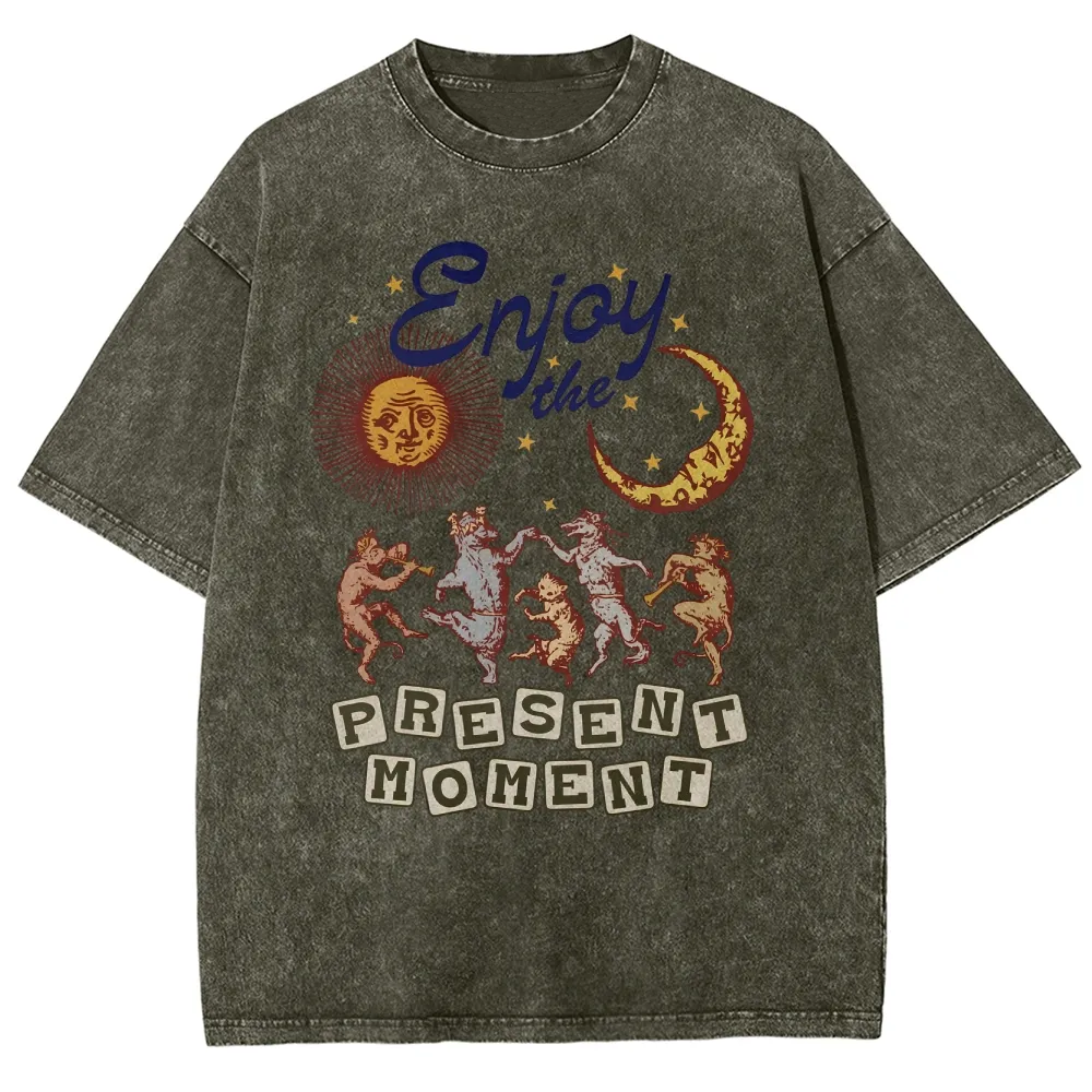 Washed T-shirt | Hippie Sunshine Unisex Casual Short Sleeve | TIDESENCE