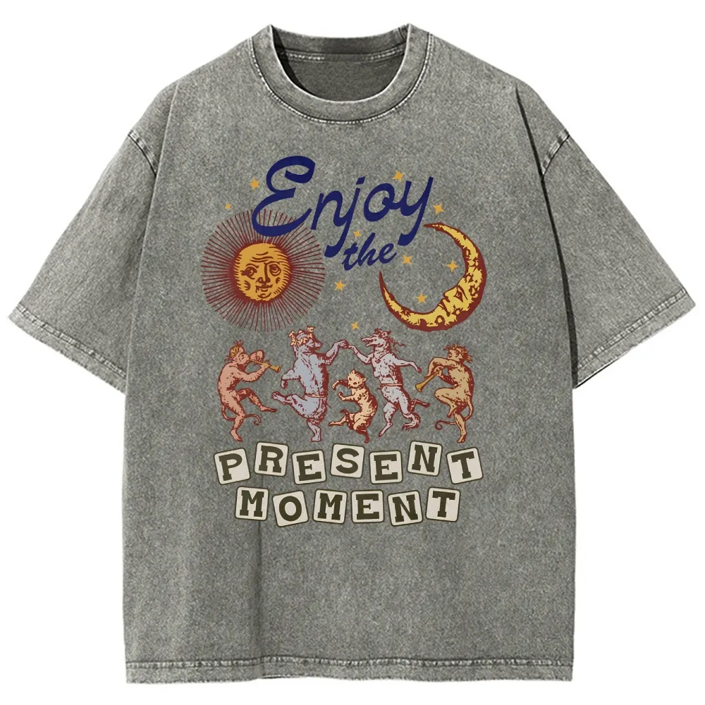 Washed T-shirt | Hippie Sunshine Unisex Casual Short Sleeve | TIDESENCE