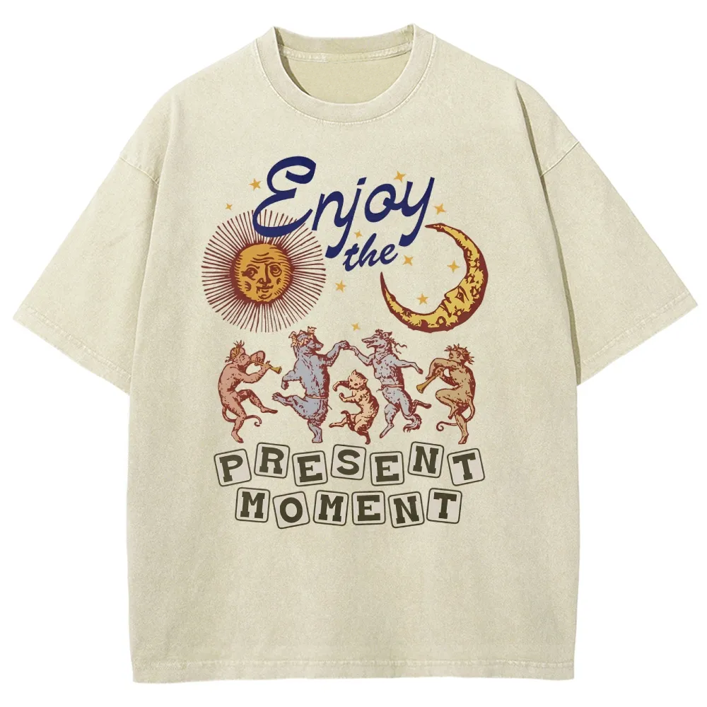 Washed T-shirt | Hippie Sunshine Unisex Casual Short Sleeve | TIDESENCE