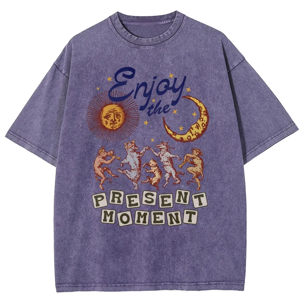 Washed T-shirt | Hippie Sunshine Unisex Casual Short Sleeve | TIDESENCE