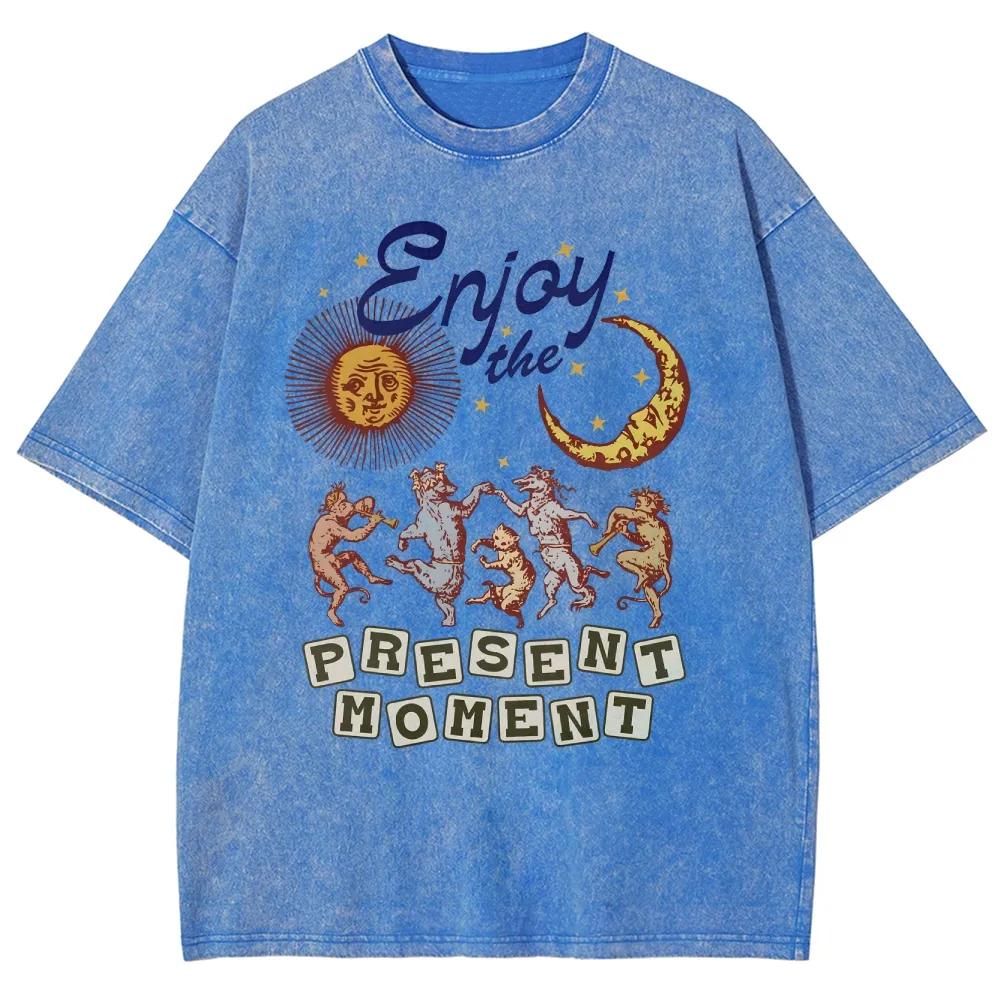 Washed T-shirt | Hippie Sunshine Unisex Casual Short Sleeve | TIDESENCE