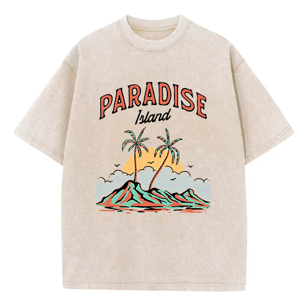 Washed T-Shirt | Paradise Island  Unisex Fit Washed TEE