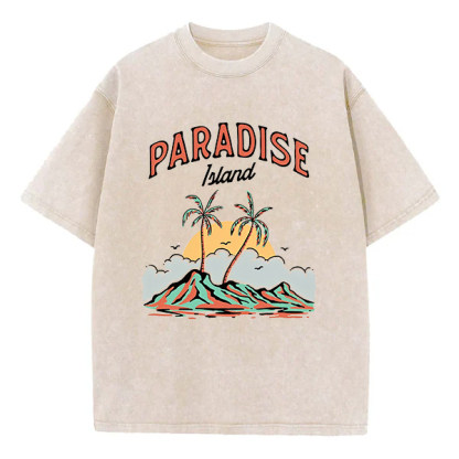 Washed T-Shirt | Paradise Island  Unisex Fit Washed TEE